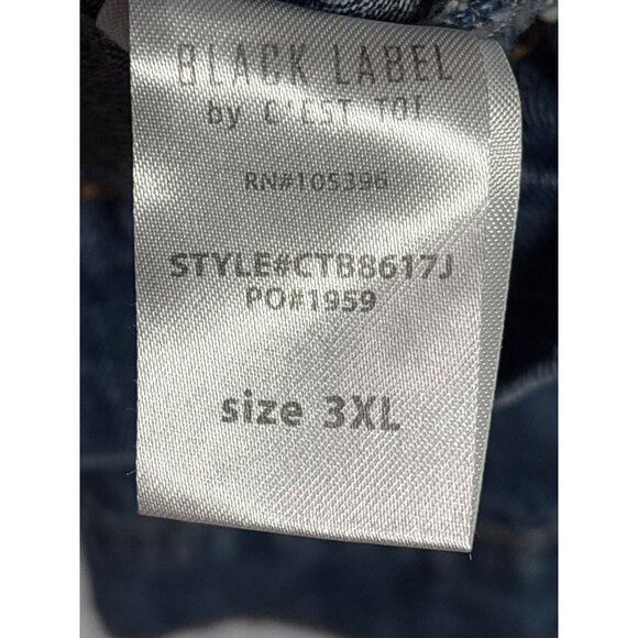 Black Label C'Est Toi Distressed Destroyed Denim Jacket 3XL Blue Button Front - Picture 6 of 6